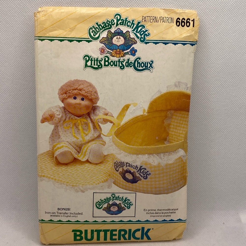 Cabbage Patch Kids 6661 Butterick Sewing Pattern Doll Bed Carrier